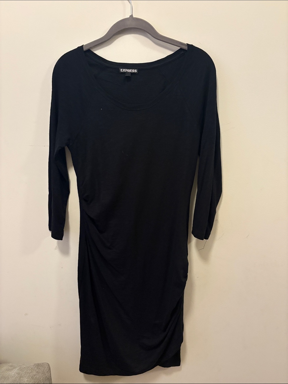 Express Black Long Sleeve Scoop-Neck Bodycon Dress